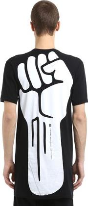 Fist Printed Cotton Jersey T Shirt 