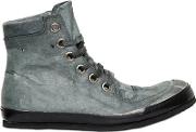 Washed Leather High Top Sneakers 