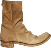 Zipped Crust Leather Boots 