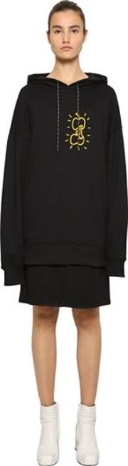 Apple Print Jersey Sweatshirt Dress 