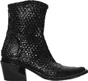 40mm Rodeo Woven Leather Ankle Boots 