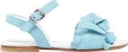 Glittered Suede Sandals W Bow Detail 