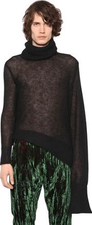 Asymmetric Mohair Turtleneck Sweater 