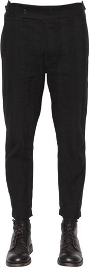 Cotton Gabardine Pants With Side Straps 