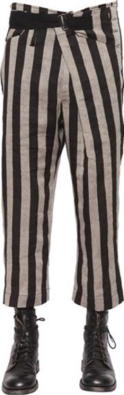 Cropped Linen Blend Gabardine Pants 