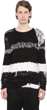 Intarsia Stripes Silk & Cotton Sweater 