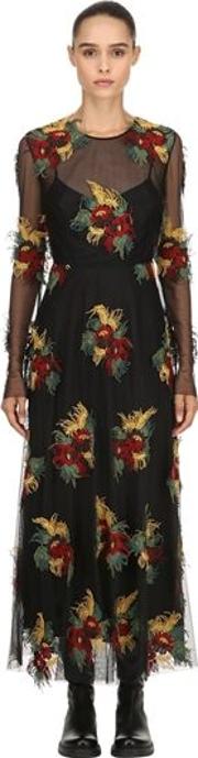 Floral Embroidered Mesh Dress 