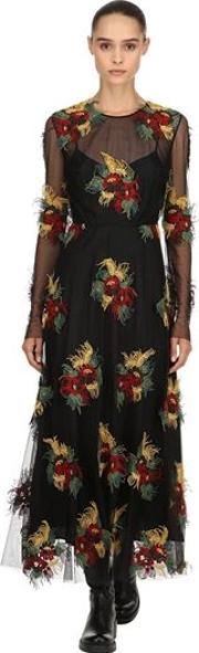 Floral Embroidered Mesh Dress 