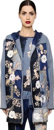 Floral Patchwork Cotton Denim Jacket 