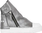 Laminated Leather High Top Sneakers 