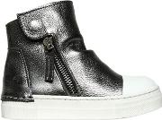 Laminated Leather High Top Sneakers 