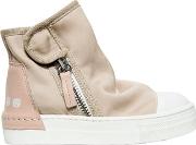 Stretch Cotton Canvas High Top Sneakers 