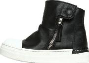 Two Tone Leather High Top Sneakers 