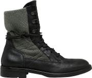 Military Cotton & Washed Leather Boots 