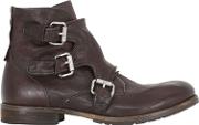 Monk Strap Washed Leather Boots 
