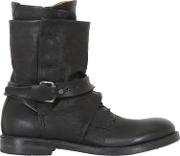 Zip, Buckle & Buttons Leather Boots 