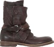Zip, Buckle & Buttons Leather Boots 