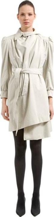 Pulled Feminine Canvas Trench Coat 