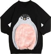 Penguin Patch Cotton Sweatshirt Dress 