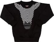 Striped Zebra Patch Cotton Sweatshirt 