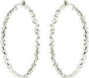 Silver Circle Rice Hoop Earrings 