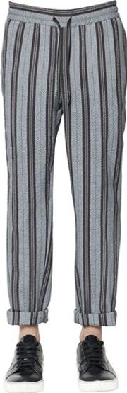 Striped Cotton Seersucker Pants 