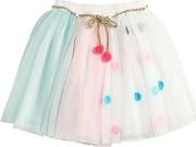 Embroidered Soft Stretch Tulle Skirt 