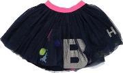 Glittered Tulle Mini Skirt W Patches 