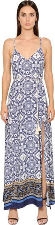 Printed Cotton Voile Long Dress 