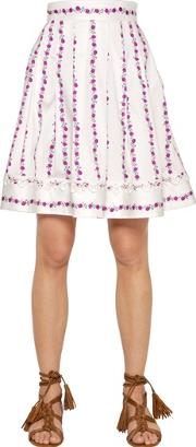 Floral Printed Stretch Cotton Skirt 