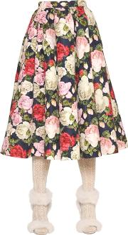 Rose Printed Techno Jacquard Skirt 