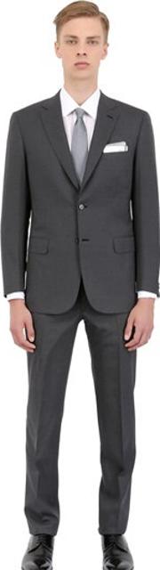 Pinstripe Stretch Wool Slim Fit Suit 