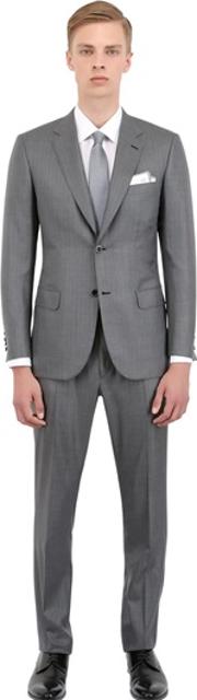Wool And Silk Chevron Herringbone Suit 