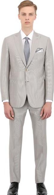 Wool Blend Micro Striped Slim Fit Suit 