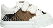 Nappa Leather & Check Gabardine Sneakers 