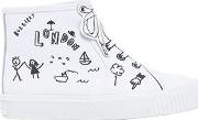Printed Cotton Canvas High Top Sneakers 