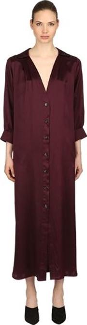 Silk Satin Long Shirt Dress 