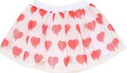 Hearts Print Mesh Skirt 