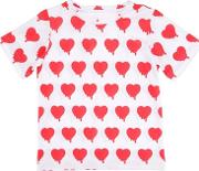 Hearts Printed Ribbed Mesh T Shirt 