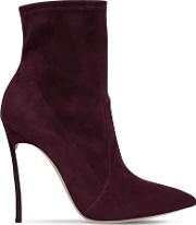 100mm Blade Stretch Suede Ankle Boots 