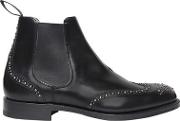 Studded Brushed Leather Chelsea Boots 