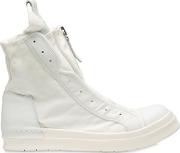 Zip Canvas & Leather High Top Sneakers 