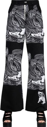 Cell Printed Cotton Denim Jeans 