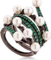 Entwined Emerald Black Gold Ring 