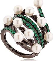 Entwined Emerald Black Gold Ring 