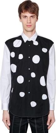 Polka Dot Cutouts Cotton Poplin Shirt 