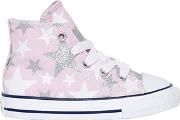 Stars Print Cotton Canvas Sneakers 