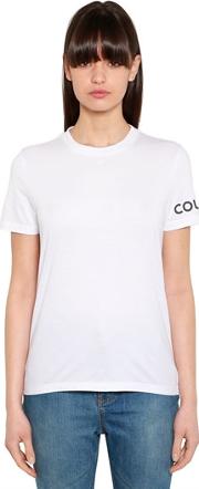Logo Detail Print Cotton Jersey T Shirt 