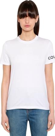 Logo Detail Print Cotton Jersey T Shirt 