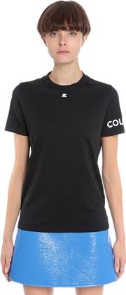 Sc Embroidered Cotton Jersey T Shirt 